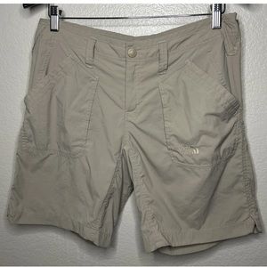 The North Face Womens Hiking Utility Nylon Khaki Shorts Sz 10 Long AU3E FLAW
